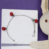 Red Cherries Charms Sterling Silver Bracelet for Babies