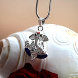 Ganesha 925 Sterling Silver Pendant with Purple Dhoti
