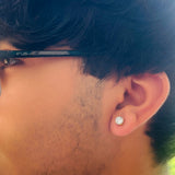 Glimmering Man Sterling Silver Rose-Gold Stud for Men -Medium - Single