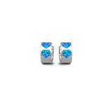 Hearty Affair blue opal sterling silver hoops