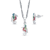 Seashine Seahorse 925 Sterling Silver Sets for Kids
