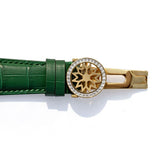 Raajraani Aurum Verde Automatic Men’s Watch | Green Leather Strap & Gold Tone Case