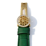 Raajraani Aurum Verde Automatic Men’s Watch | Green Leather Strap & Gold Tone Case