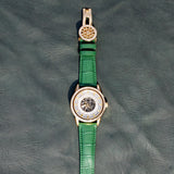 Raajraani Aurum Verde Automatic Men’s Watch | Green Leather Strap & Gold Tone Case