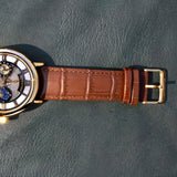 Raajraani VANTORO Automatic Watch for Men | Brown Leather Strap & Gold Tone Case