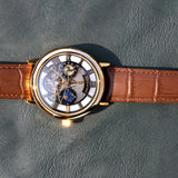 Raajraani VANTORO Automatic Watch for Men | Brown Leather Strap & Gold Tone Case