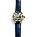 NOCTARA Automatic Watch for Men | Blue Leather Strap & Gold Tone Case