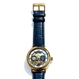 NOCTARA Automatic Watch for Men | Blue Leather Strap & Gold Tone Case