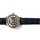NOCTARA Automatic Watch for Men | Blue Leather Strap & Gold Tone Case