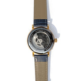 NOCTARA Automatic Watch for Men | Blue Leather Strap & Gold Tone Case