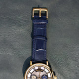 NOCTARA Automatic Watch for Men | Blue Leather Strap & Gold Tone Case