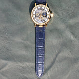 NOCTARA Automatic Watch for Men | Blue Leather Strap & Gold Tone Case