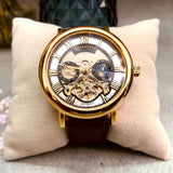 NOCTARA Automatic Watch for Men | Blue Leather Strap & Gold Tone Case