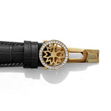 AURELION Automatic Watch for Men | Black Leather Strap & Gold Tone Case