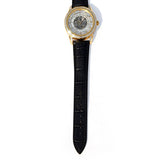AURELION Automatic Watch for Men | Black Leather Strap & Gold Tone Case
