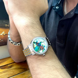 Imperial Peacock Watch for Men with Gold & Silver Dual Tone Stainless Steel Strap