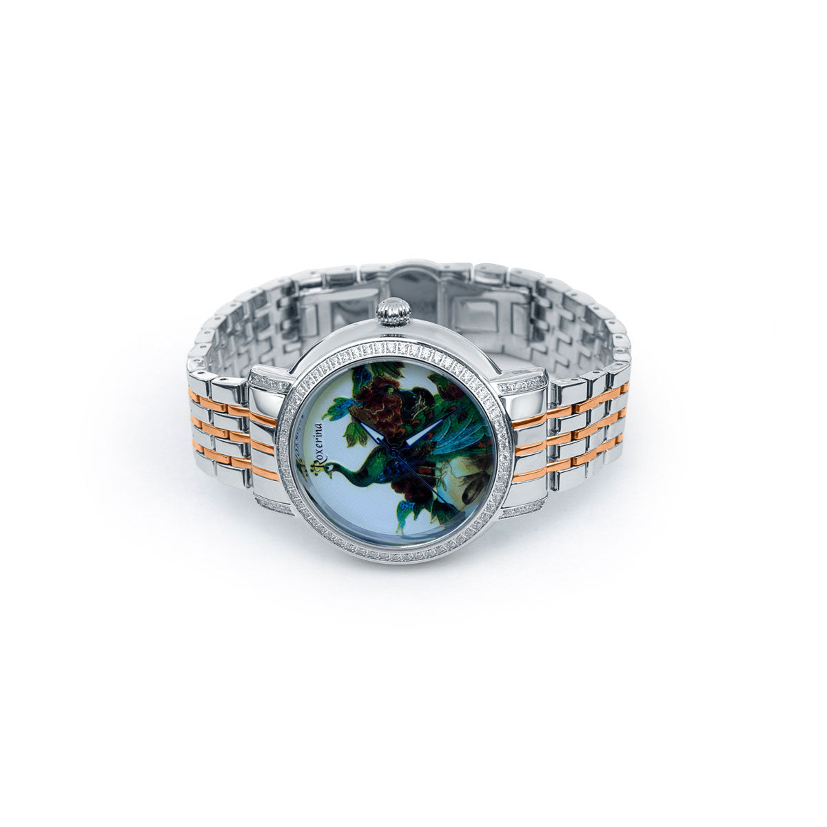 Imperial Peacock Watch for Men with Rose Gold & Silver Dual Tone Stainless Steel Strap