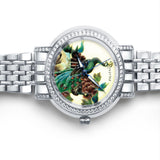 Imperial Peacock Watch for Men with Silver Plated Tone Stainless Steel Strap