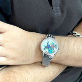 Imperial Peacock Watch for Men with Silver Plated Tone Stainless Steel Strap