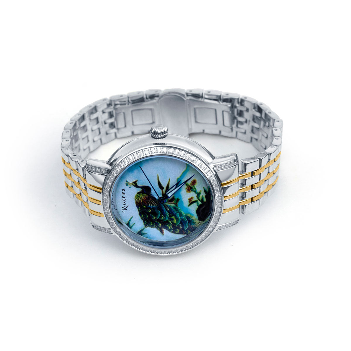 Regal Peacock Watch for Men with Gold & Silver Dual Tone Stainless Steel Strap