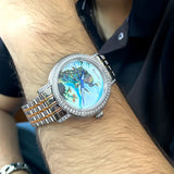 Regal Peacock Watch for Men with Gold & Silver Dual Tone Stainless Steel Strap