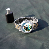 Regal Peacock Watch for Men with Gold & Silver Dual Tone Stainless Steel Strap