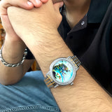 Regal Peacock Watch for Men with Rose Gold & Silver Dual Tone Stainless Steel Strap