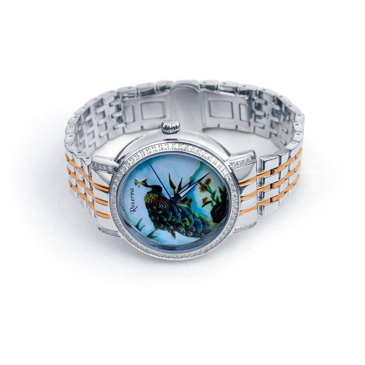 Regal Peacock Watch for Men with Rose Gold & Silver Dual Tone Stainless Steel Strap