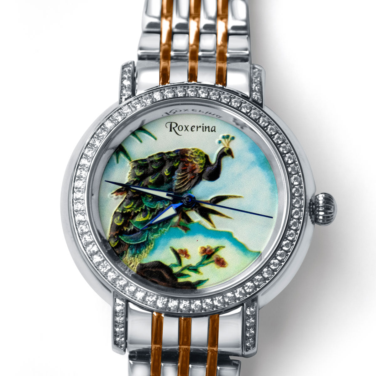 Regal Peacock Watch for Men with Rose Gold & Silver Dual Tone Stainless Steel Strap