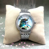 Regal Peacock Watch for Men with Silver Tone Stainless Steel Strap