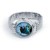 Regal Peacock Watch for Men with Silver Tone Stainless Steel Strap