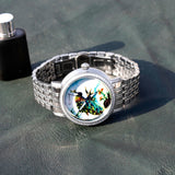 Regal Peacock Watch for Men with Silver Tone Stainless Steel Strap