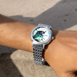 Regal Peacock Watch for Men with Silver Tone Stainless Steel Strap