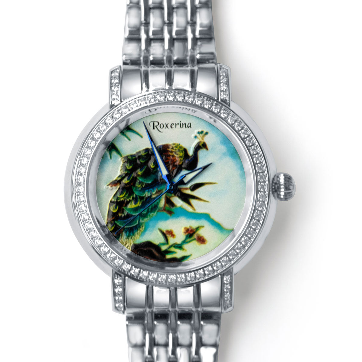 Regal Peacock Watch for Men with Silver Tone Stainless Steel Strap