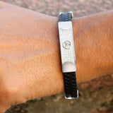 Kairos 925 sterling silver Leather Bracelet for men