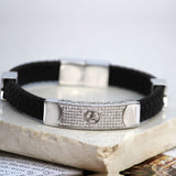 Kairos 925 sterling silver Leather Bracelet for men