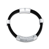 Kairos 925 sterling silver Leather Bracelet for men