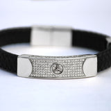 Kairos 925 sterling silver Leather Bracelet for men