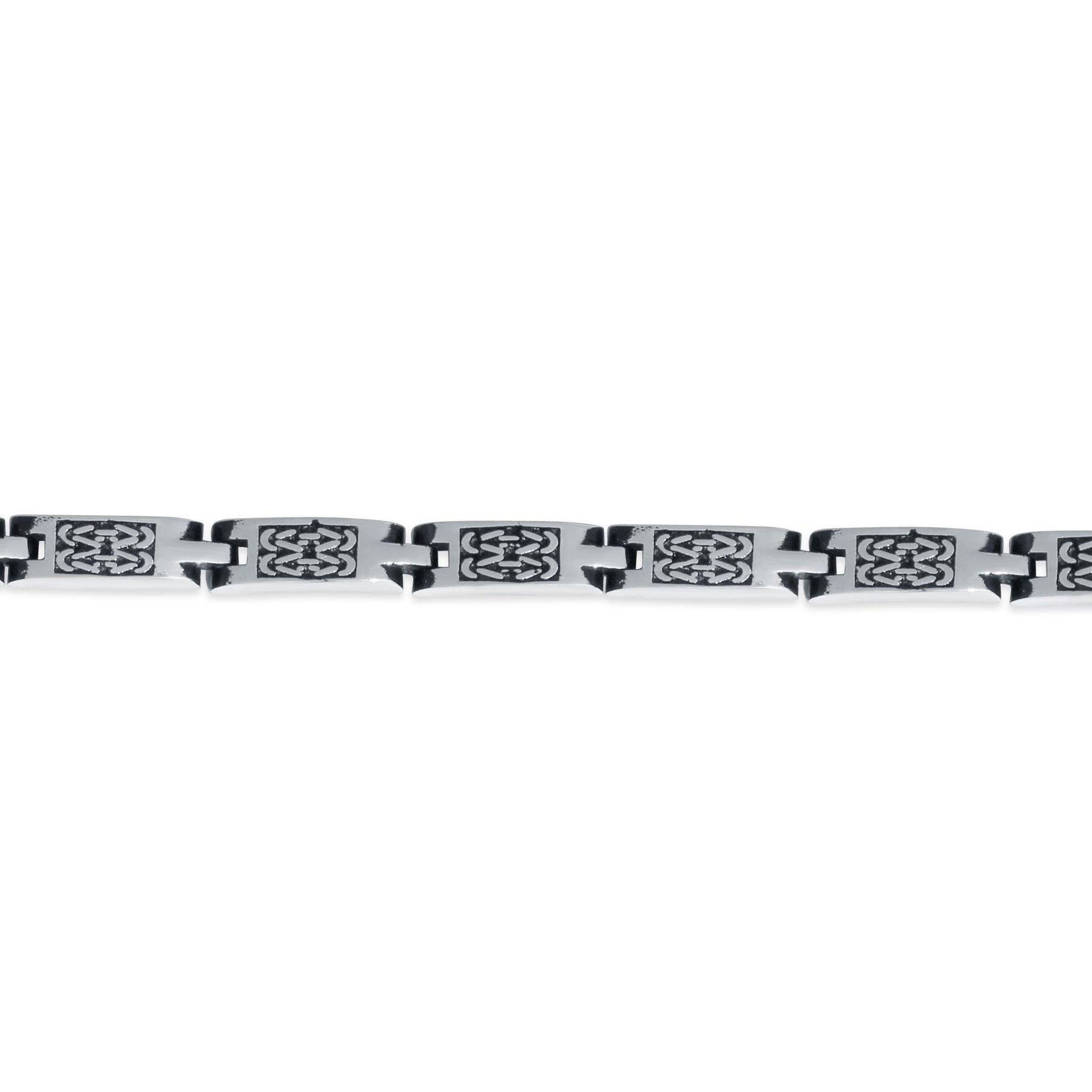 Geometric oxidised silver bracelet men