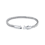 Compassionate wide 925 sterling silver bracelet for men with braided chain and barrel-style clasp
