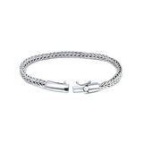 Compassionate wide 925 sterling silver bracelet for men with braided chain and barrel-style clasp