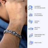 Regal Lion Oxidised Sterling Silver Bracelet for Men