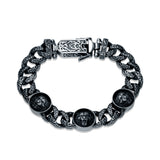 Regal Lion Oxidised Sterling Silver Bracelet for Men