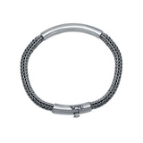 Braided Bar Oxidised Silver Bracelet for Men