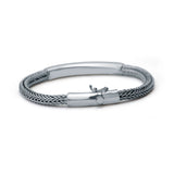 Braided Bar Oxidised Silver Bracelet for Men