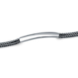 Braided Bar Oxidised Silver Bracelet for Men