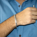 Braided Bar Oxidised Silver Bracelet for Men
