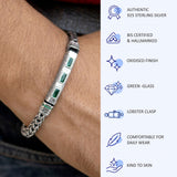 Orion 925 Sterling Silver Green Stone Bracelet for Men