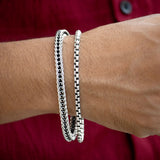Desmos 925 Sterling Silver Layered Braided Bracelet for Men