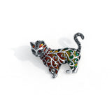 Cat in Motion 925 Sterling Silver Brooch for Men